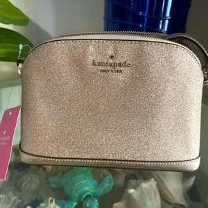 NEW Kate Spade tinsel glitter dome crossbody in rose gold